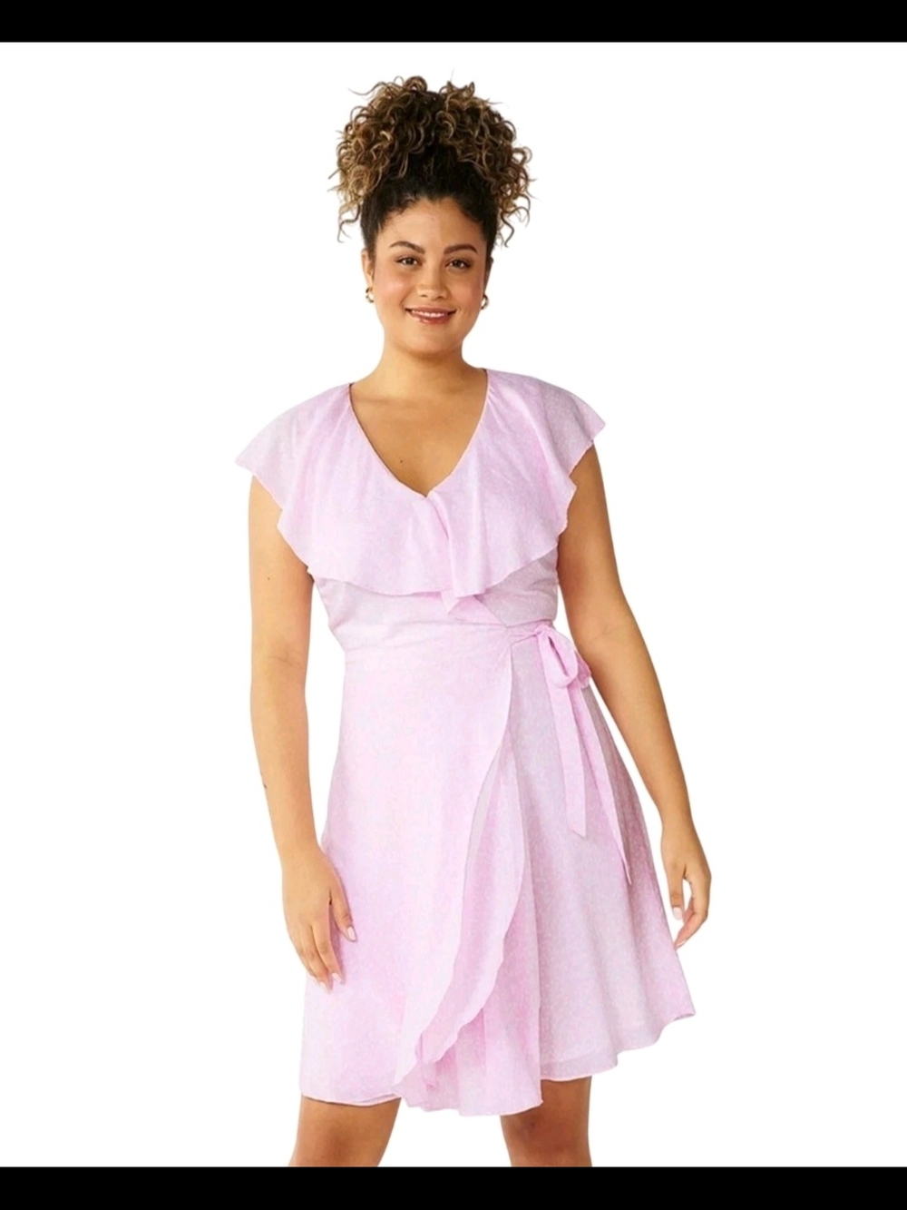 Draper James Light Pink Ruffle Wrap Mini Dress